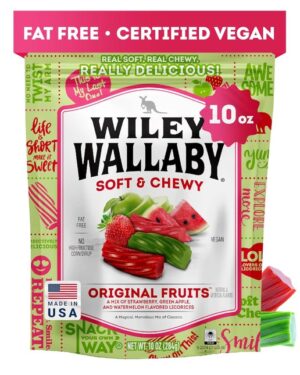 Wiley Wallaby Australian Soft Chewy Original Mixed Fruits Licorice 10oz Pouch 6ct